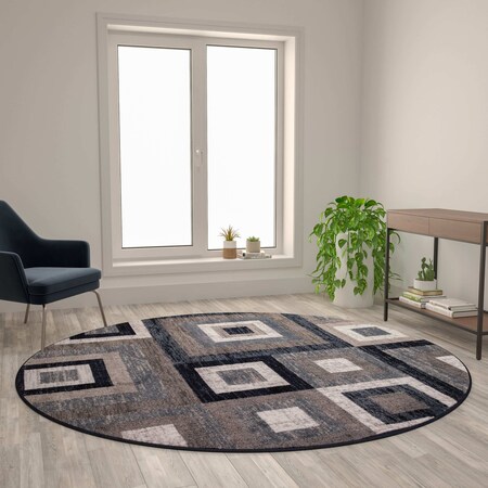 Flash Furniture Blue 8' x 8' Round Modern Geometric Area Rug OK-HCF-7146ATUR-8R-BL-GG